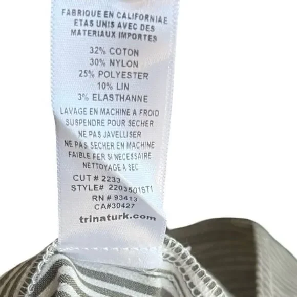 New Trina Turk Dearest Olive Striped Linen Blend Shorts - Sz 4 - Picture 12 of 14